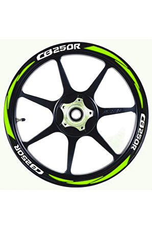 DesingONB Motorsiklet Jant Şeridi Cb250R Uyumlu Beyaz-Fıstık Yeşili (Neon) Sağ-Sol/Ön-Arka