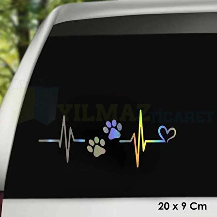 Kedi Pati Kalp Ritim Hologram Oto Sticker