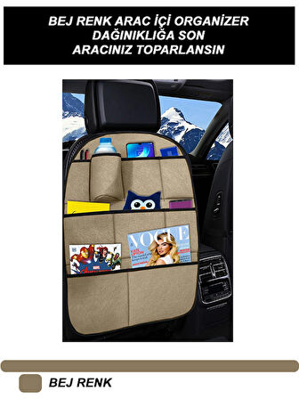 Volvo XC90 2002-2014 - 4 Parça Tay Tüyü Araç İçi Koltuk Arkası Organizer Bej