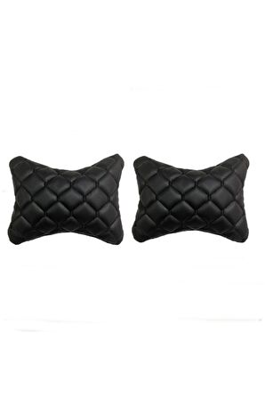  Citroen C5  (2001-2003)  Uyumlu 2'Li 3d Oto Boyun Yastığı Siyah Deri Siyah Nakış  