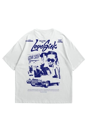 Unisex Beyaz Oversize T-Shirt - Don Toliver Love Sick Baskılı %100 Pamuklu Bisiklet Yaka Tişört