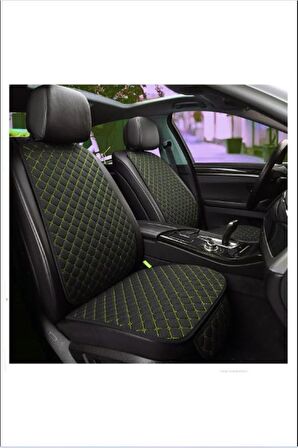 Skoda Fabia 2007-2014  Uyumlu Terletmez, Ortopedik, Koltuk Minderi, Siyah Kumaş Sarı Dikiş