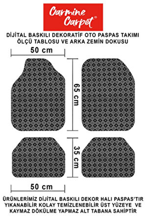 Dekoratif Dijital Baskılı Amg Desen Her Araca Uyumlu Yıkanabilir Oto Paspas Takımı