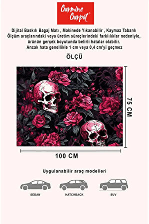 Dijital Baskı Dekoratif Kuru Kafa Desen Araba Bagaj Matı Yıkanabilir Bagaj Havuzu