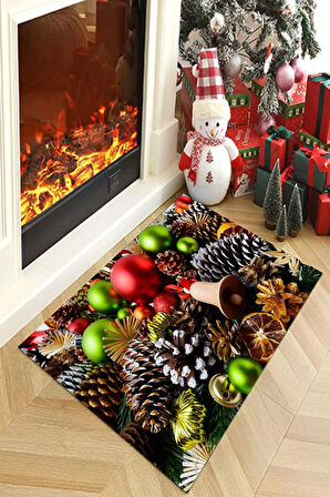 Dijital Baskılı Yıkanabilir Yeni Yıl Temalı Yılbaşı Halısı
