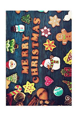 Dijital Baskılı Yıkanabilir Merry Christmas Yazılı Yeni Yıl Halısı