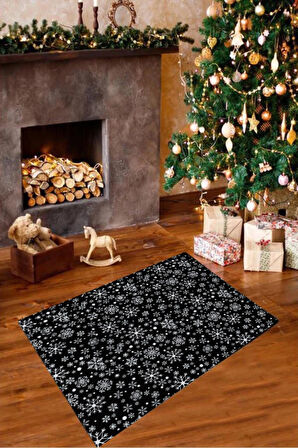 Dijital Baskılı Yıkanabilir Yeni Yıl Temalı Yılbaşı Halısı