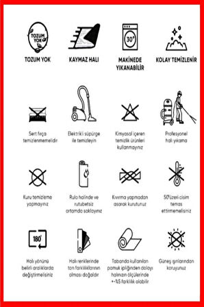 Dijital Baskılı Dekoratif Yıkanabilir Kaymaz Taban Halı