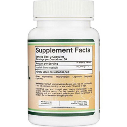 DOUBLE WOOD Myoinositol Inositol 1000 Mg 60 Caps (KADIN SAĞLIĞI DESTEĞİ)