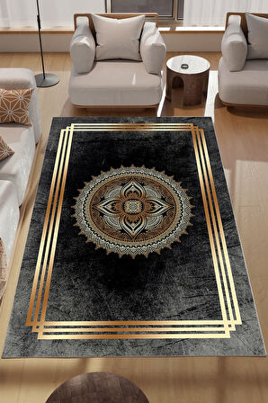 Gümüş Mavi Otantik Desenli Makinede Yıkanabilir Salon Halısı Yatak Odası Halısı & Yolluk Modelleri