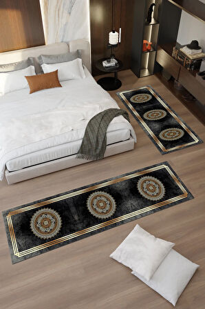 Gümüş Mavi Otantik Desenli Makinede Yıkanabilir Salon Halısı Yatak Odası Halısı & Yolluk Modelleri