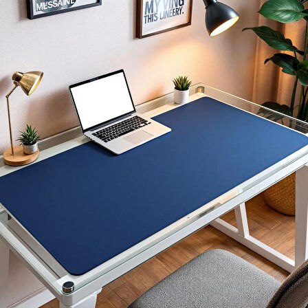 Özel Tasarım Desk Matı - Masa Örtüsü – 70 cm × 80 cm – Navy Mavi – Premium Poliüretan Deri