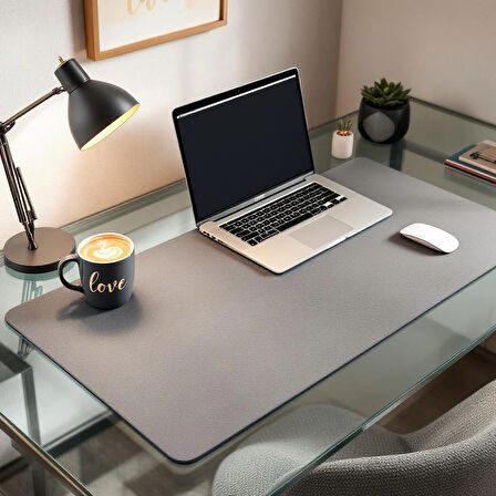 Özel Tasarım Desk Matı - Masa Örtüsü – 70 cm × 100 cm – Taupe Grey – Premium Poliüretan Deri