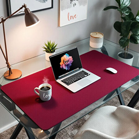 Özel Tasarım Desk Matı - Masa Örtüsü – 40 cm × 240 cm – Wine Kırmızı – Premium Poliüretan Deri
