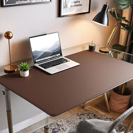 Özel Tasarım Desk Matı - Masa Örtüsü – 90 cm × 60 cm – Chocolate Kahverengi – Premium Poliüretan Deri
