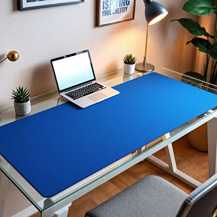 Özel Tasarım Desk Matı - Masa Örtüsü – 100 cm × 60 cm – Royal Mavi – Premium Poliüretan Deri