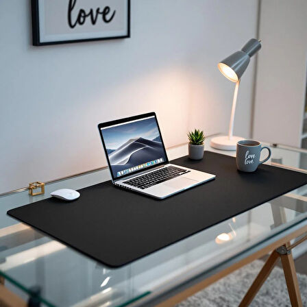 Özel Tasarım Desk Matı - Masa Örtüsü – 110 cm × 60 cm – Siyah – Premium Poliüretan Deri
