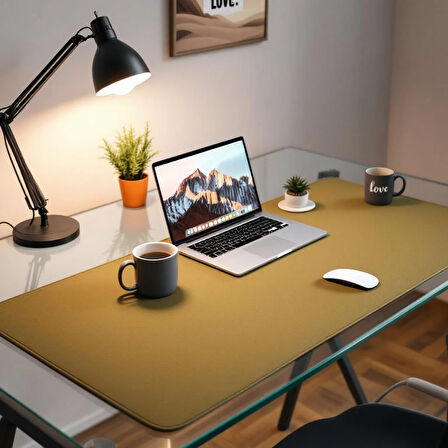 Özel Tasarım Desk Matı - Masa Örtüsü – 40 cm × 80 cm – Khaki Olive – Premium Poliüretan Deri