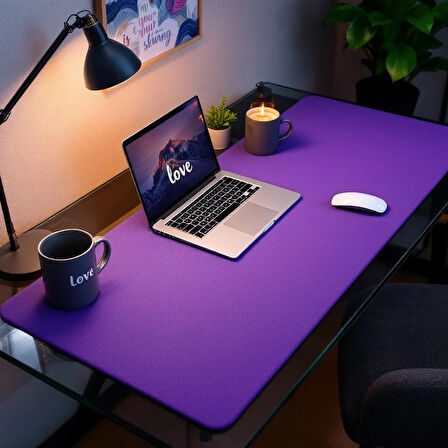 Özel Tasarım Desk Matı - Masa Örtüsü – 40 cm × 80 cm – Deep Purple – Premium Poliüretan Deri