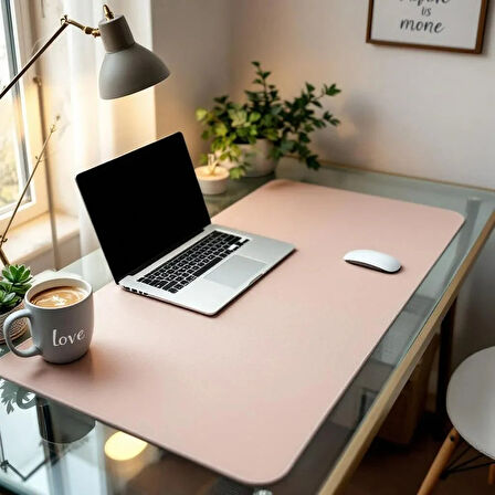 Özel Tasarım Desk Matı - Masa Örtüsü – 50 cm × 80 cm – Blush Nude – Premium Poliüretan Deri