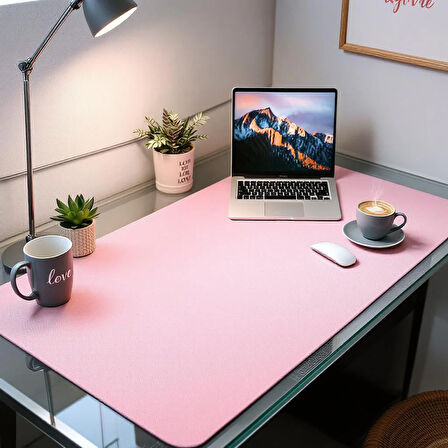 Özel Tasarım Desk Matı - Masa Örtüsü – 40 cm × 140 cm – Rose Pembe – Premium Poliüretan Deri