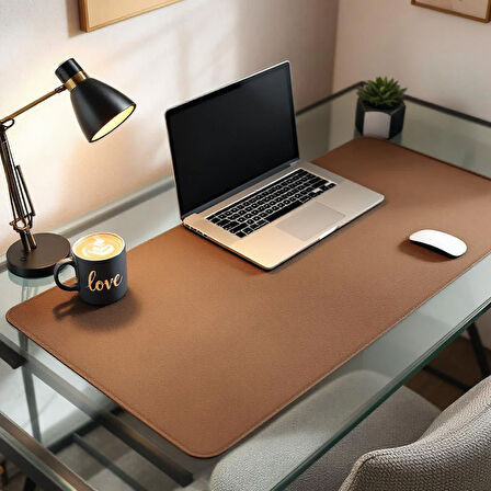 Özel Tasarım Desk Matı - Masa Örtüsü – 60 cm × 60 cm – Saddle Kahverengi – Premium Poliüretan Deri