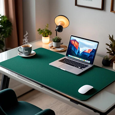 Özel Tasarım Desk Matı - Masa Örtüsü – 60 cm × 60 cm – Forest Yeşil – Premium Poliüretan Deri