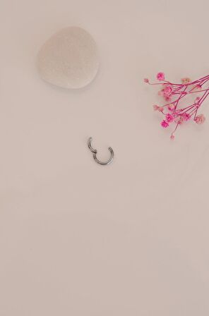 6 mm Halka Model Düz Çelik Tragus Piercing Gümüş Renk