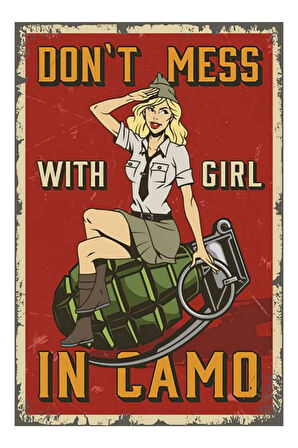 Don't Mess With Girl Ahşap Mdf Poster, Modern Duvar Dekoru, Sanatsal Poster, Ev Ofis Cafe Duvar Süs