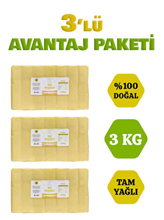 3 Adet 1 Kg Uzayan Dil Peyniri 3’lü Avantaj Paketi 3 KG
