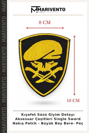 Kıyafet Süsü Giyim Detayı Aksesuar Çeşitleri Single Sword Nakış Patch - Büyük Boy Bere- Peç
