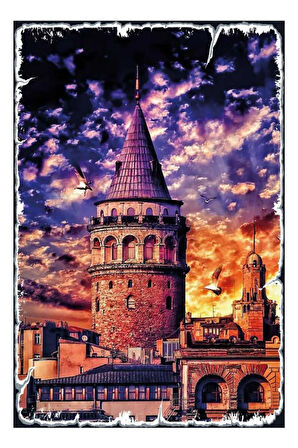 Galata Kulesi İstanbul Ahşap Mdf Poster, Modern Duvar Dekoru, Ev Ofis, Cafe Duvar Süs
