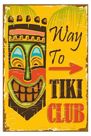 Tiki Club Ahşap Mdf Poster, Modern Duvar Dekoru, Sanatsal Poster, Ev Cafe Duvar Süs