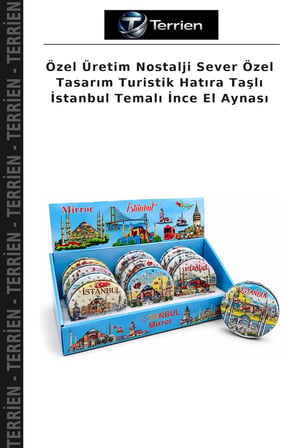 Özel Üretim Nostalji Sever Özel Tasarım Turistik Hatıra Taşlı İstanbul Temalı İnce El Aynası