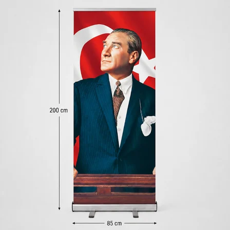 Atatürk Poster Baskılı Roll Up Banner 85x200cm No:1