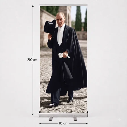Atatürk Poster Baskılı Roll Up Banner 85x200cm No:3