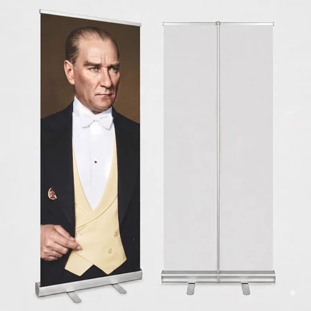 Atatürk Poster Baskılı Roll Up Banner 85x200cm No:4