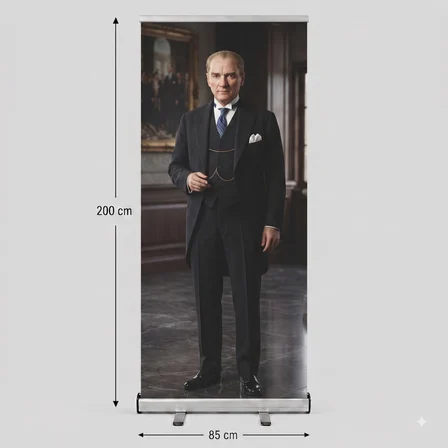 Atatürk Poster Baskılı Roll Up Banner 85x200cm No:5