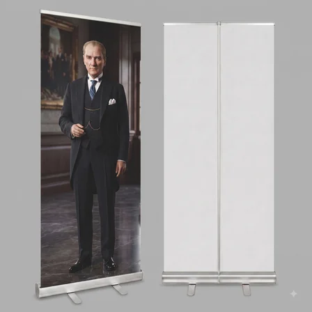 Atatürk Poster Baskılı Roll Up Banner 85x200cm No:5