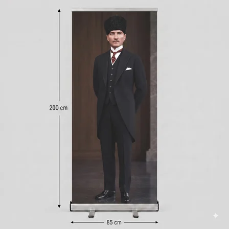 Atatürk Poster Baskılı Roll Up Banner 85x200cm No:6