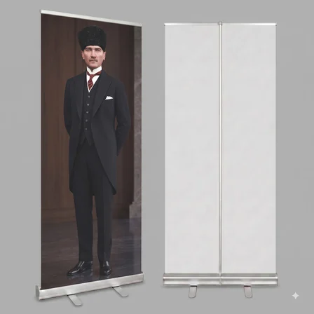 Atatürk Poster Baskılı Roll Up Banner 85x200cm No:6