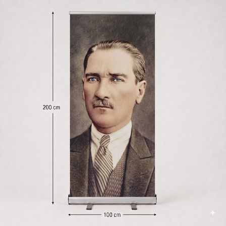 Atatürk Poster Baskılı Roll Up Banner 100x200cm No:2