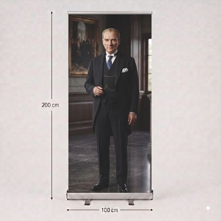 Atatürk Poster Baskılı Roll Up Banner 100x200cm No:5