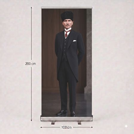 Atatürk Poster Baskılı Roll Up Banner 100x200cm No:6