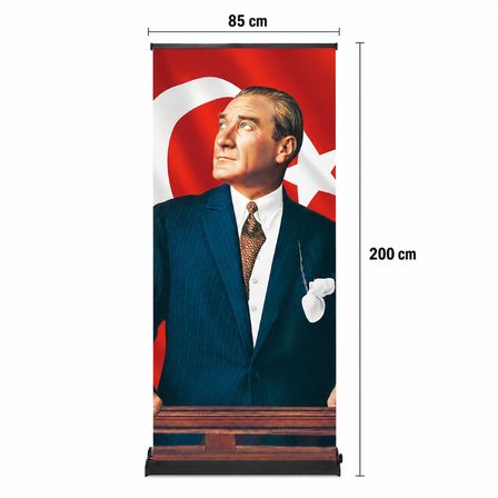 Atatürk Poster Baskılı Pro Roll Up Banner 85x200cm No:1