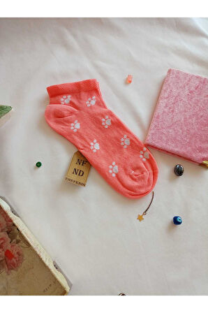 2 ÇİFT ÇORAP PAMUKLU BURUN DİKİŞSİZ YUMUŞAK KISA KONÇ DESENLİ KADIN PATİK ÇORABI 36-40 PEMBE BEYAZ