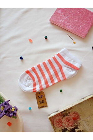 2 ÇİFT ÇORAP PAMUKLU BURUN DİKİŞSİZ YUMUŞAK KISA KONÇ DESENLİ KADIN PATİK ÇORABI 36-40 PEMBE BEYAZ