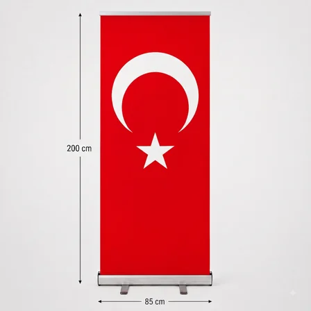 Türk Bayrağı Baskılı Roll Up Banner 85x200cm