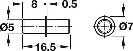 Häfele Raf Pimi, takma, Ø 5 mm matkap deliği için - Karartılmış (100'lü Paket)