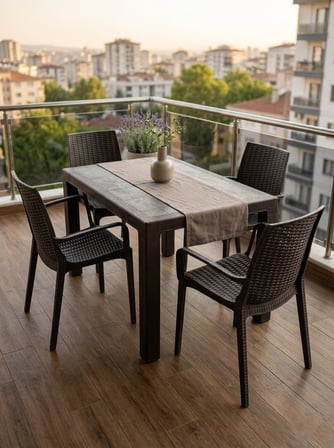 Mandella Kampanyalı  Elit Rattan 70x120  Nirvana  Koltuk Masa Takımı 4 Kişilik Kahverengi